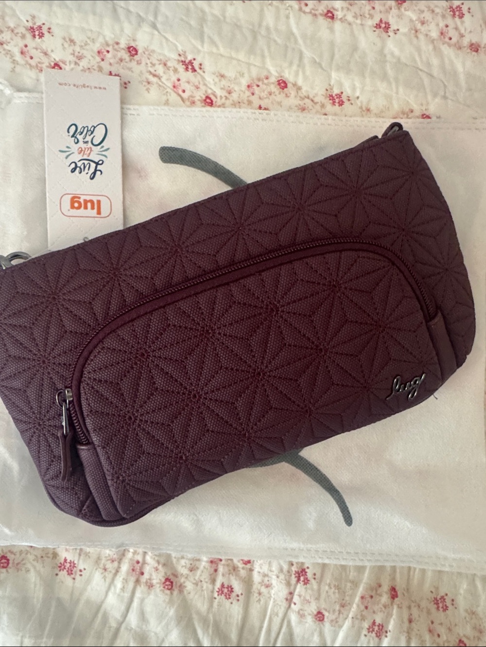 NWT LUG Quilted FLYER Crossbody Bag In Wine MVL